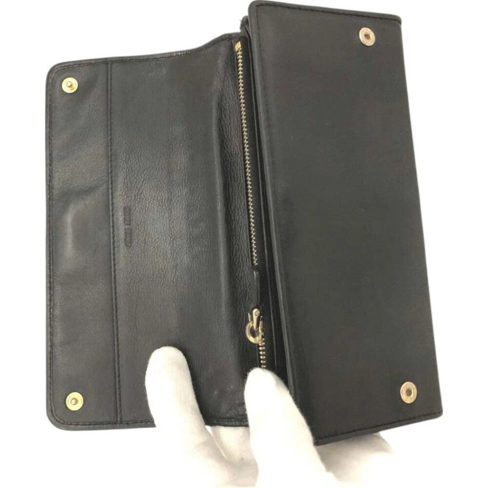 (L1) Authentic Miu Miu Wallet Long Black Leather … - image 5